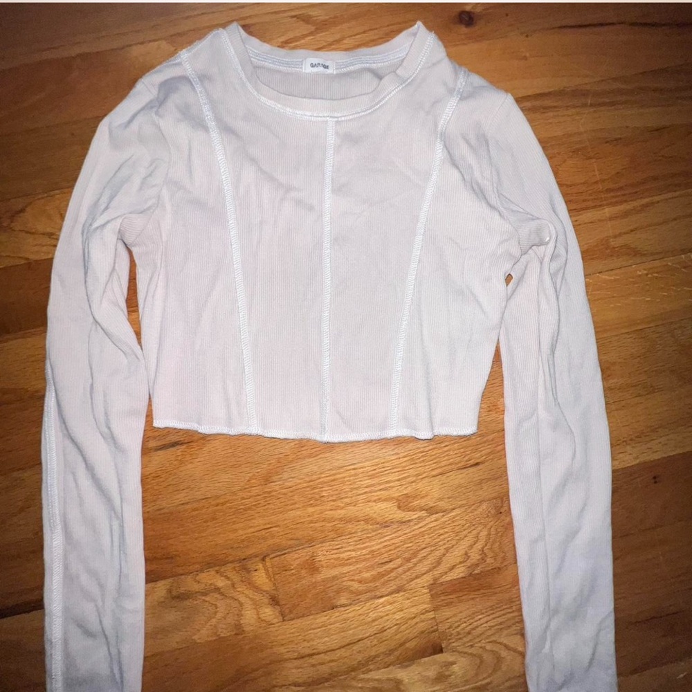 Garage Cream Long Sleeve Crop Top